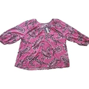 Crown & ivy women's top pink paisley
